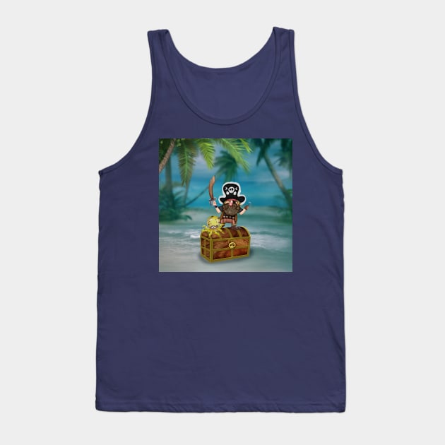 Old pirate and yellow octopus Tank Top by Paciana Peroni